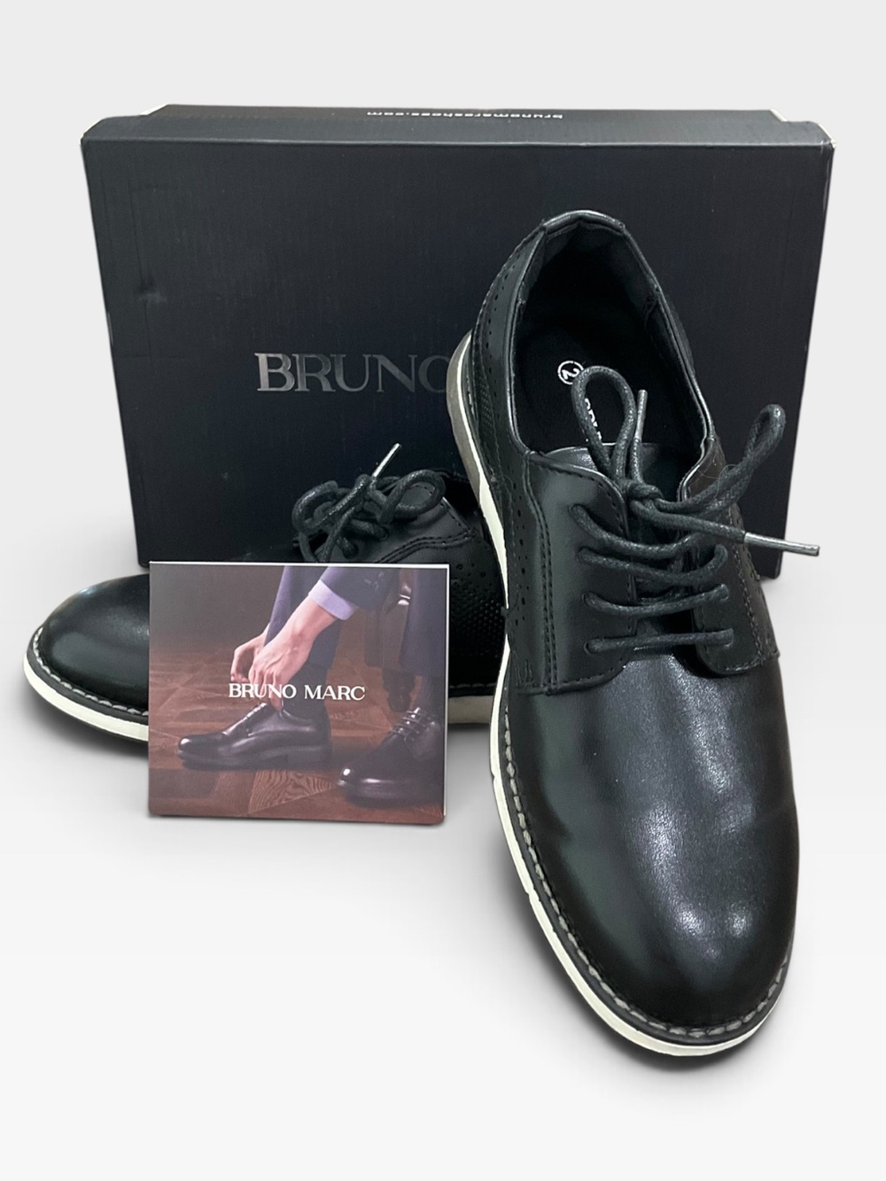 Bruno Marc Boy’s Dress Shoes Wedding Formal Business Casual BLACK Size 2 NWT